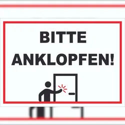 HB-Druck Schild Bitte anklopfen waagerecht A1 Rückseite selbstklebend