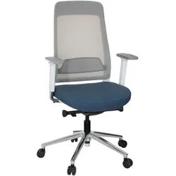 Mid.you Drehstuhl , Blau, Grau, Weiß , Textil , Drehkreuz , 67x118x63 cm , Wippmechanik mit Härtegradeinstellung, ergonomische Rückenlehne , Büromöbel, Bürostühle, Drehstühle
