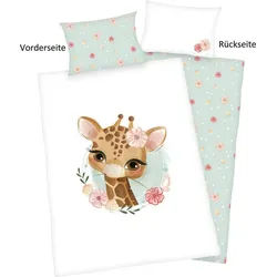 Baby Best Babybettwäsche Giraffe, Renforcé, 2 teilig, mit liebevollem Motiv bunt|weiß
