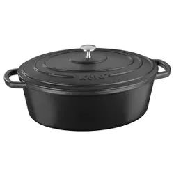 Kela Bräter mit Deckel Calido, oval, Gussbräter mit sehr guter Wärmespeicherung, Farbe: schwarz