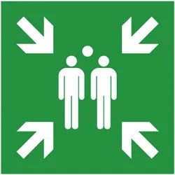 Rettungsschild als Symbol Sammelstelle nach ISO 7010