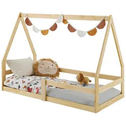 Idimex Hausbett Lusia 80X160 Cm , Naturfarben , Holz , Kiefer , Vintage , 85x125x164 cm , FSC Mix , Babymöbel & Kindermöbel, Kinderzimmer & Jugendzimmer, Kinderbetten, Spielbetten