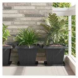 vidaXL Blumentopf, Quadratischer Blumentopf 24 pcs Schwarz 43 x 43 x 33,5 cm schwarz