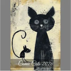 raxxa Wandkalender Comic Cats 2026 - hoch