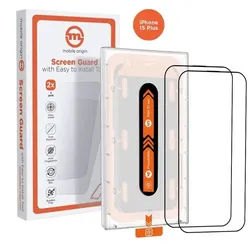 Orange Screen Guard iPhone 15 Plus with easy applicator - 2 pack
