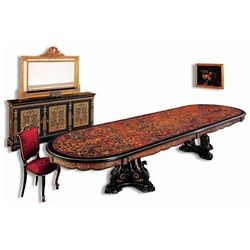 Casa Padrino Esstisch Luxus Barock Boulle Esstisch Schwarz / Rot / Gold 400 x 130 x H. 80 cm - Handgefertigter Massivholz Esszimmertisch - Barock Esszimmer Möbel - Edel & Prunkvoll