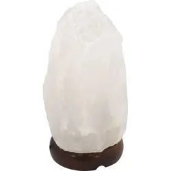 Salzlampe Steckdose Salzkristalllampe klein Tischleuchte, Holz dunkelbraun, weiß, 1x E14, DxH 12 x 19 cm