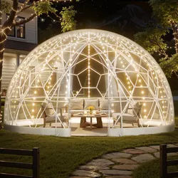 VEVOR Gartenkuppel, 4,57x2,9 m großes transparentes Blasenzelt für 10–14 Personen, geodätisches Kuppelgewächshaus mit Fenster, PVC-Zelt für Hinterhof, Terrasse, Camping, Party, Hochzeit