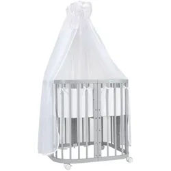 waldin Babybett Grey, 7in1 mit Matratze , Grau, Weiß , Holz , Echtholz,Buche , Oval , 73x123 cm , FSC 100% , Babymöbel & Kindermöbel, Babyzimmer, Babybetten, Gitterbetten