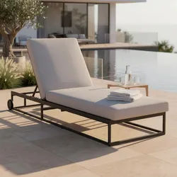 Gartenliege Berry Hellgrau Outdoorstoff/Metall