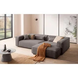 LeGer Home by Lena Gercke Ecksofa PIARA XXL, Big-Sofa, Cord, Leinenoptik o. Strukturstoff, L-Form, wahlweise Ottomane rechts/links, Kedernaht, extra tiefe Sitzfläche braun