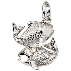JOBO Sternzeichenanhänger Anhänger Sternzeichen, 925 Silber rhodiniert mit Zirkonia silberfarben