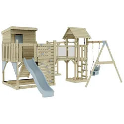 OutdoorToys Spielturm Lene, aus Holz in Eisblau mit Babyschaukel & Rutsche blau