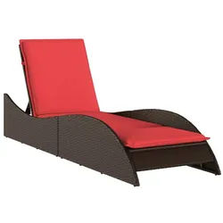 vidaXL Gartenliege Sonnenliege mit Kissen Braun 60x205x73 cm Poly Rattan, 1 St. braun