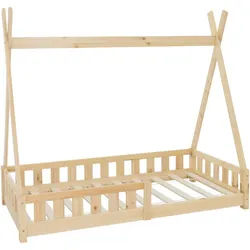 Ml-Design Kinderbett Tipi 80x160 cm Natur , Naturfarben , Holz , Kiefer , Rechteckig , 80x160 cm , Babymöbel & Kindermöbel, Kinderzimmer & Jugendzimmer, Kinderbetten, Spielbetten