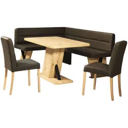 Eckbankgruppe HOME AFFAIRE "Laros Sitzgruppe, Eckbank, Stühle, Tisch", braun (dunkelbraun, dunkelbraun, natur), B:182cm H:87,5cm T:141cm, 70%PES/30% CO, Sitzmöbel-Sets, Eckbankgruppe, perfekt für Küche, Esszimmer, Wohnzimmer, Bestseller