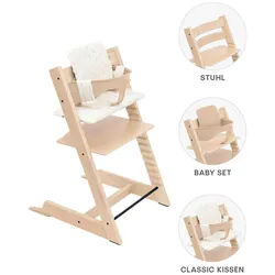 Stokke Hochstuhl-Set , Naturfarben , Holz , Buche , 83x57x46 cm , Fußstütze verstellbar, Sitzfläche verstellbar, höhenverstellbar , Babymöbel & Kindermöbel, Babyzimmer, Hochstühle