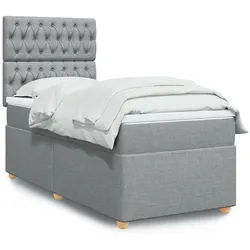 vidaXL Boxspringbett, Boxspringbett mit Matratze Hellgrau 80x200 cm Stoff
