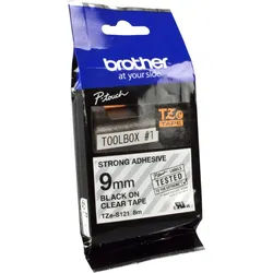 Brother P-Touch Band TZe-S121 schwarz auf transparent 9mm / 8m laminiert extra stark
