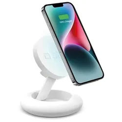 Desktop Stand with Wireless Charger - White