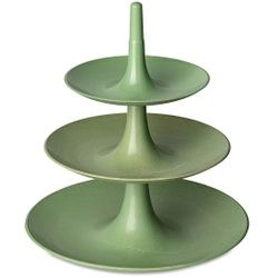 Koziol Etagere BABELL L, 3-stöckig, Stilvolle Servierplatten für Snacks oder auch Obst, Farbe: grün