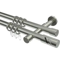 GARDINENSTANGE Prestige Zoena 260 cm (geteilt in 2 x 130 cm), 2-läufig, 20 mm Ø Edelstahl-Optik