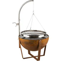 Blumfeldt Fire Globe Feuerschale mit Grill Ø60cm Stahl Rost