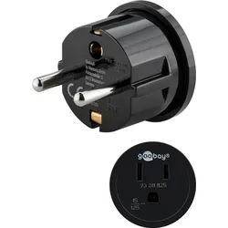 Goobay Netzadapter US/Japan, Schwarz - Schutzkontaktstecker (Typ F, CEE 7/7) > US-/Japan-Buchse (Typ B, NEMA 5-15, 3-polig)