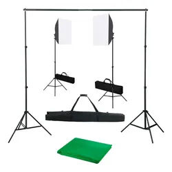 vidaXL Fotostudio-Box 500 x 300 cm Fotostudio Set mit Softbox-Leuchten und Hintergrund schwarz