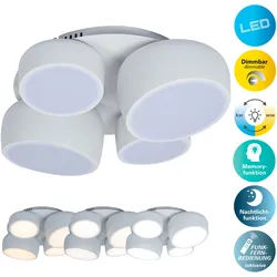 NÄVE LED Deckenleuchte "Eliora", weiß, 4, H: 15cm, 1 Stk., Leuchten, LED, dimmbar, CCT, Memory, Nachtlicht, Funkfernbedienung, weiß, LED Deckenleuchte