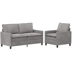vidaXL Sofa Sofa Set 2 pcs Hellgrau Samt, 2 Teile grau