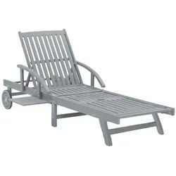 furnicato Gartenliege Bequeme Sonnenliege aus Echtholz 199 x 68 x 30/86 cm Grau grau