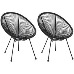 vidaXL Gartenstuhl Moon-Gartenstühle 2 Stk. Rattan Schwarz (2 St) schwarz