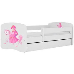 Raumhirsch Furniture Kinderbett Prinzessin zu Pferd mit Schublade 180/80 90/61/184 , Weiß , Holzwerkstoff , Rechteckig , 80x180 cm , FSC 100% , Babymöbel & Kindermöbel, Kinderzimmer & Jugendzimmer, Kinderbetten