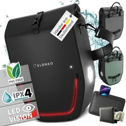 Eloneo Fahrradtasche Gepäckträgertasche, Satteltasche mit Reflektorstreifen wasserdicht LED 1 St