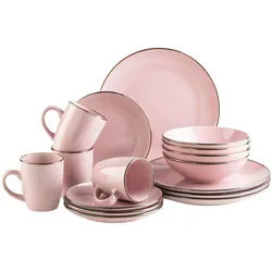 Mäser Kombiservice , Rosa , Keramik , 16-teilig , 400 ml,850 ml , Geschirr, Geschirrsets, Kombiservice