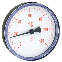 AFRISO Bimetall-Thermometer - Gehäuse ABS-Kunststoff schwarz (Ø 63 mm), 1/2'' x 40 mm, Skala 0-120 °C, ROT