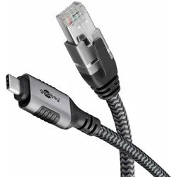 GOOBAY Ethernet-Kabel CAT6 USB-C 3.1 auf RJ45, 1m, schwarz/silber