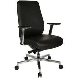 Mid.you Drehstuhl , Schwarz , Leder , Kombination Echtleder/Lederlook , Nappaleder, Rindleder , Drehkreuz , 67x110x60 cm , Wippmechanik mit Härtegradeinstellung, Sitzfläche 360° drehbar , Büromöbel, Bürostühle, Chefsessel