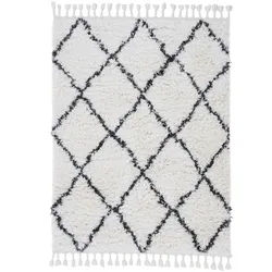 Hochflor-Teppich CARPETFINE "Eddy", schwarz, B:140cm H:30mm L:200cm, Polyester, Teppiche, Fransenteppich, Shaggy, auch als Läufer und in quadratisch, mit Fransen, Wohnzimmer