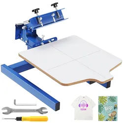 VEVOR Siebdruk Siebdruckpresse T-Shirt Siebdruckmaschine 1 Farbe 1 Station T-Shirtpresse Hitzepresse Transferpresse Diy Ausrüstung Drucker Textildruck