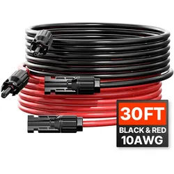 VEVOR 2x Solarkabel Verlängerungskabel mit Buchsen-/Steckeranschlüssen 6mm2/10AWG 9,14m