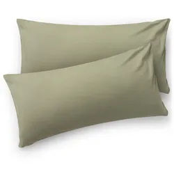 Blumtal Kissenbezug Agneta 40/40 cm, 2er-Set, 100% Baumwolle, Olivgrün , Textil , Rechteckig , 60x40 cm , Oeko-Tex® Standard 100 , Heimtextilien, Bezüge, Kissenbezüge