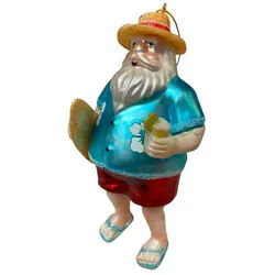 Florissima Christbaumschmuck Origineller Christbaumschmuck: Santa mit Surfbrett & Drink, 13 cm
