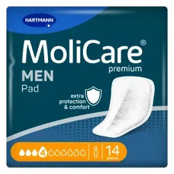 MoliCare® premium MEN Pad Inkontinenzeinlage, Taschenförmige Inkontinenzeinlagen für Männer bei Blasenschwäche, 4 Tropfen, 1 Packung = 14 Einlagen