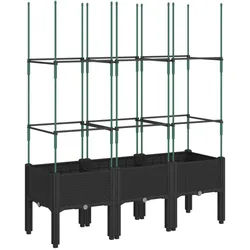 vidaXL Pflanzkübel mit Rankgitter Schwarz 120x40x142,5 cm PP