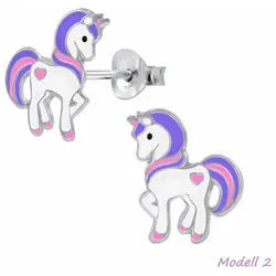 Order & Smile Schmuck Paar Ohrstecker Kinderohrstecker „Einhorn“: Mädchen Ohrringe Silber bunt