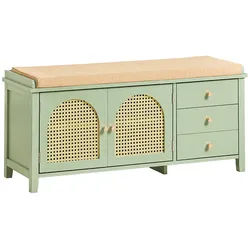 SoBuy Schuhbank mit 2 Türen Grün 100x34x46cm Funktional