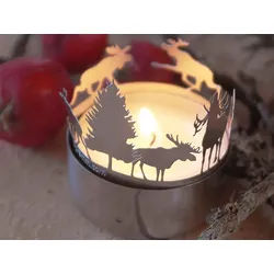 Aufsatz für Teelicht im Schmuckumschlag silber, Designer 13gramm, 4 cm