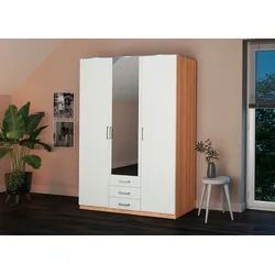priess Kleiderschrank Amsterdam, viel Stauraum durch viele Schubkästen mit oder ohne LED-Beleuchtung weiß 140 cm x 193 cm x 56 cm